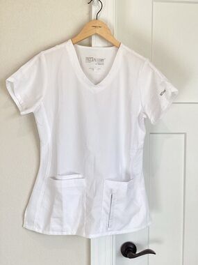 Grey’s Anatomy Barco White Short-Sleeve V-Neck Scrub Top Like-New Small